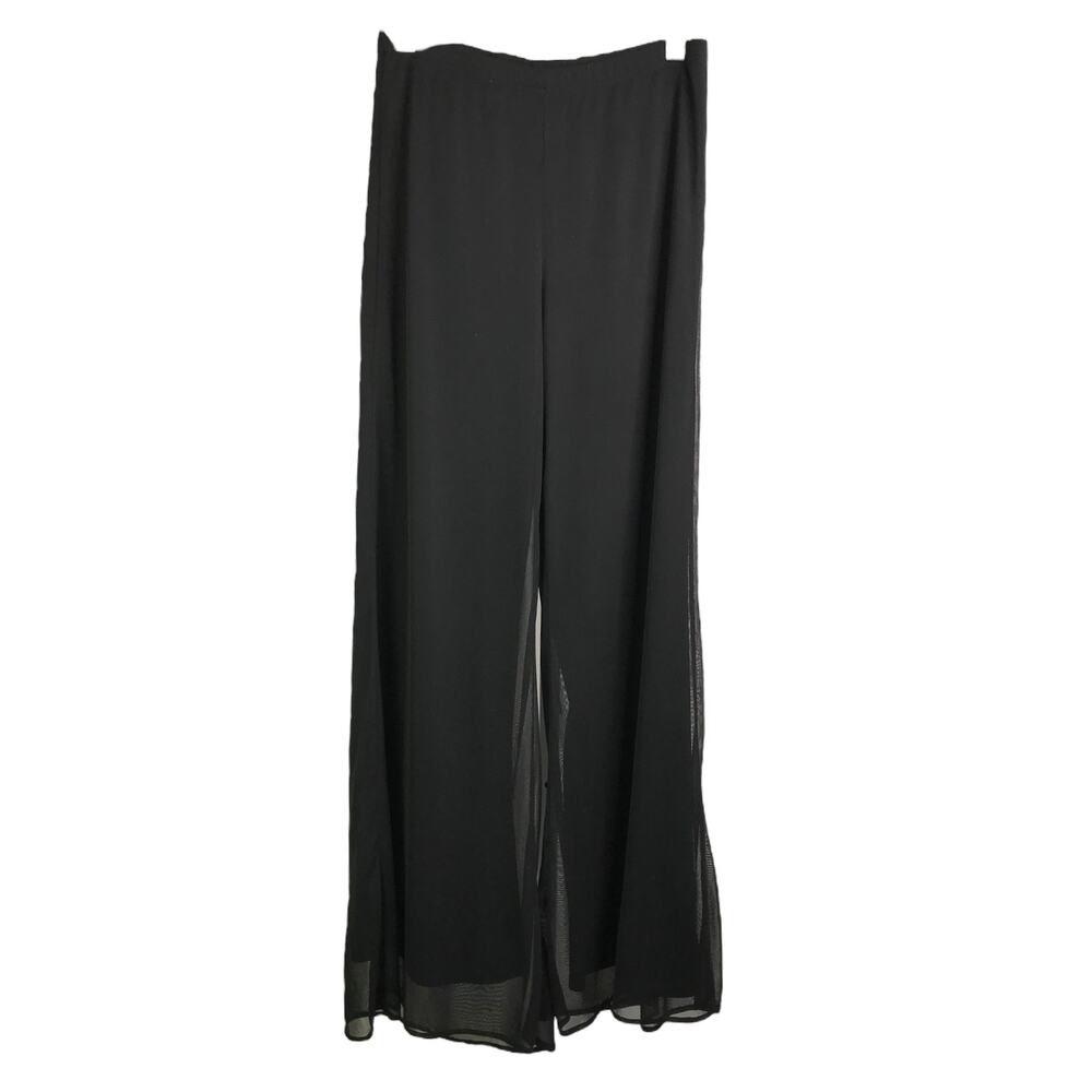 Christin Michaels Palazzo Pants Women S Black Sheer High Rise‎ Wide Leg